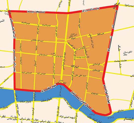 نقشه محدوده طرح ترافیک اصفهان